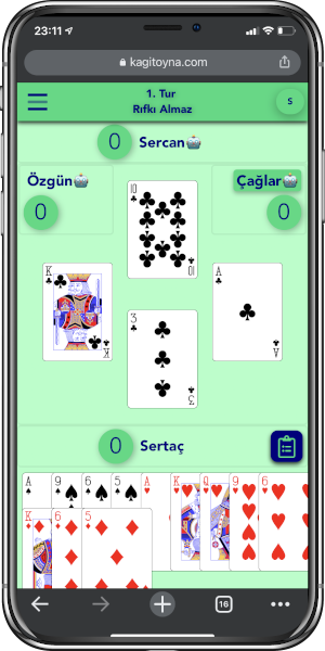 Playing card games online at KagitOyna on mobile devices